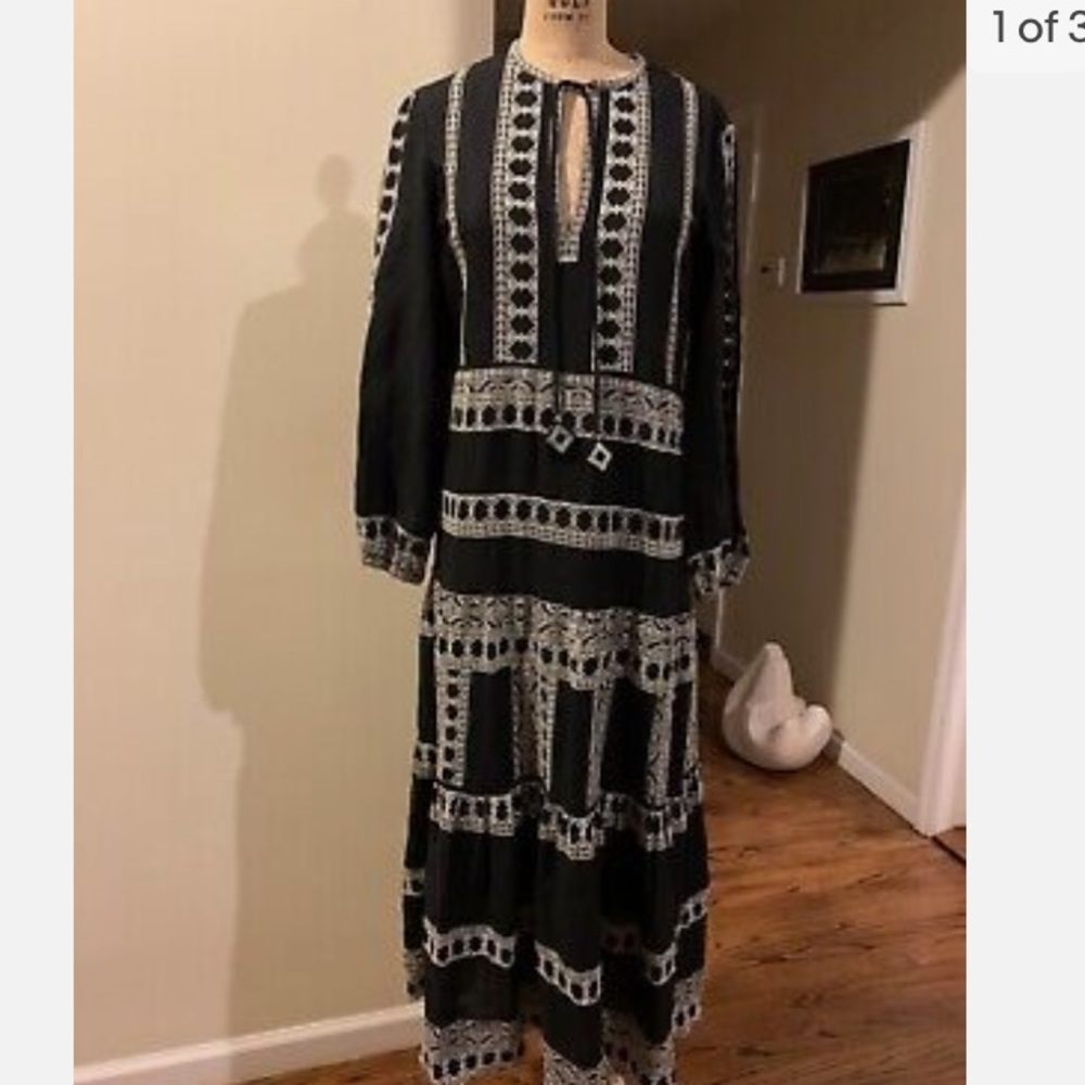 ZARA New SS22 $119 WOMAN MIDI EMBROIDERED DRESS